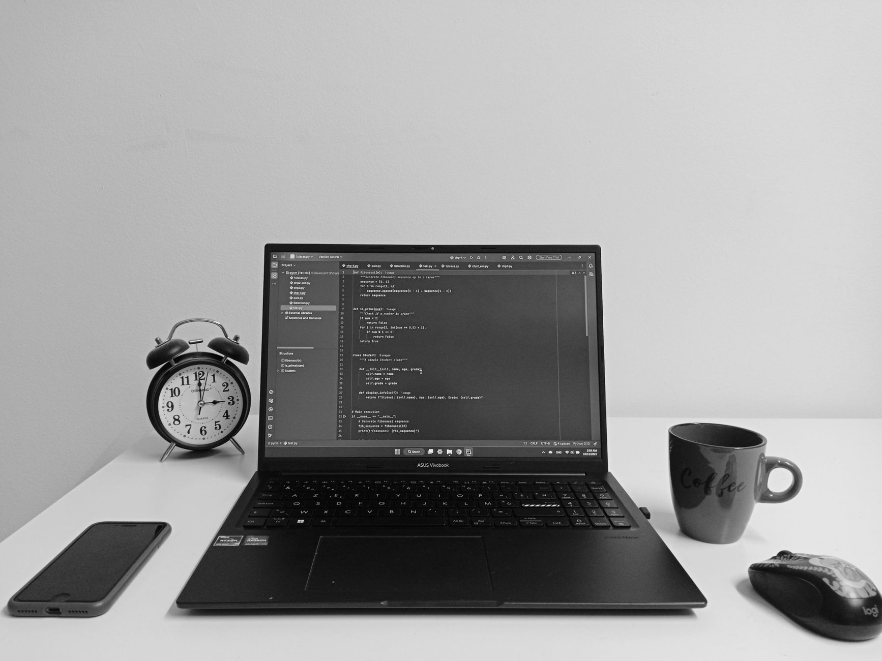 Developer workstation with laptop and phone
