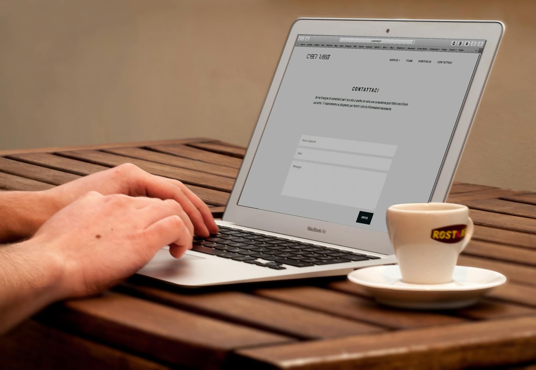 Business website displayed on a laptop